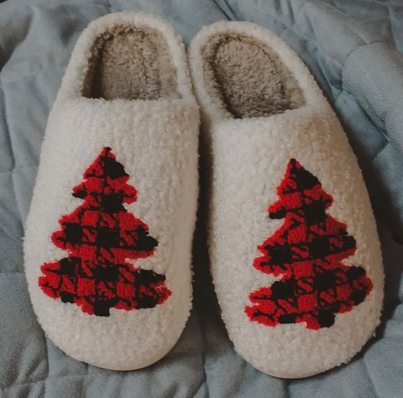 Red buffalo plaid sales slippers