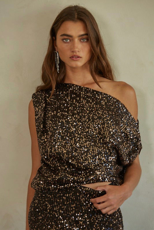 Off Shoulder Sequin Top