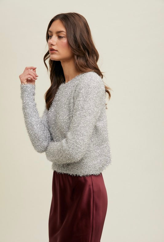 Silver Eyelash Sweater