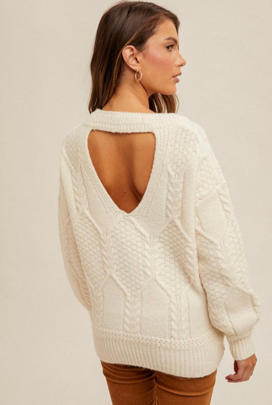 Back Cut Out Knit Sweater