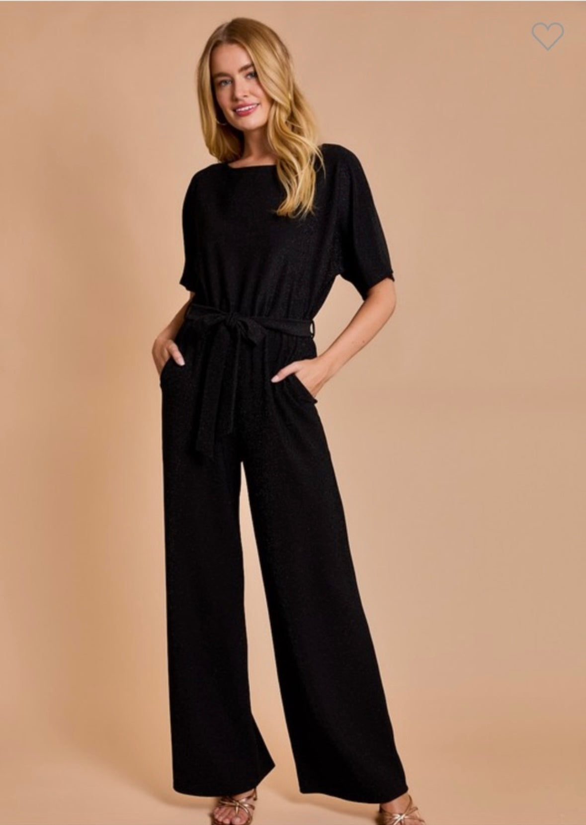 Short Sleeve Boat Neck Jumpsuit