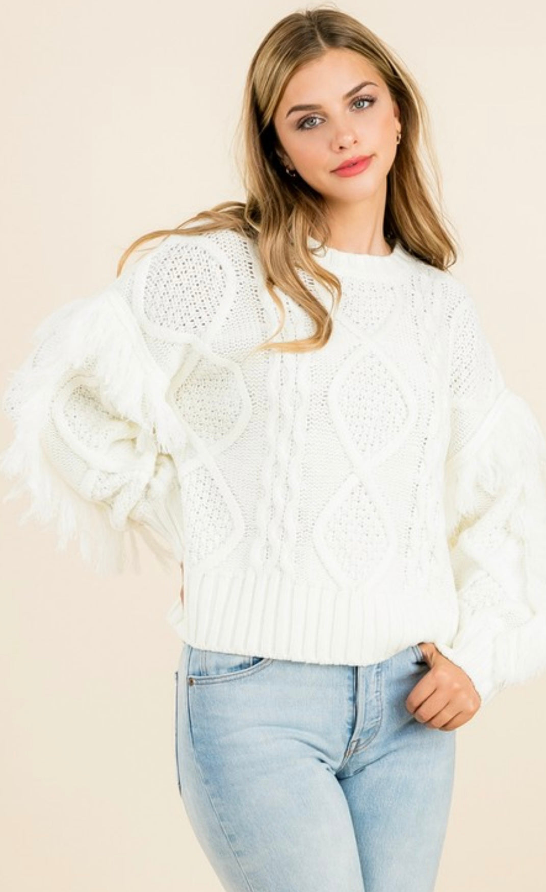 Ivory Fringe Sweater