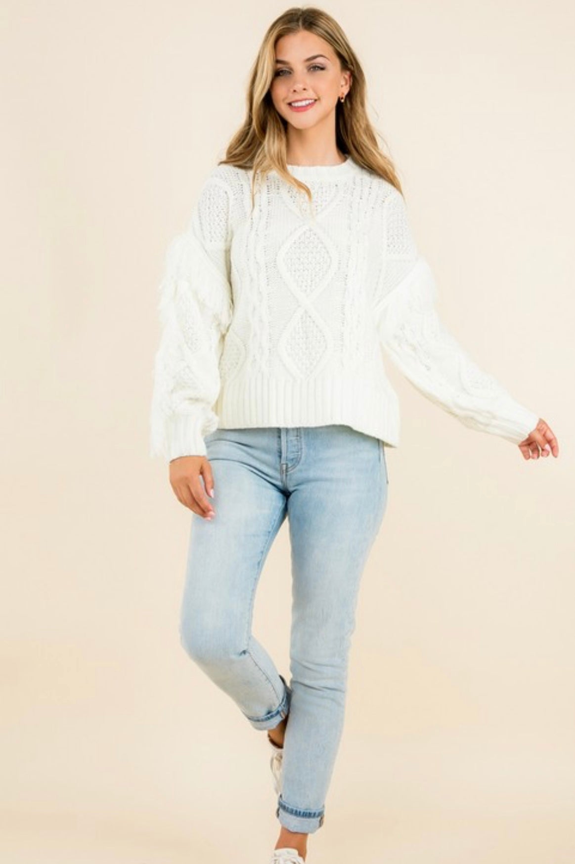 Ivory Fringe Sweater