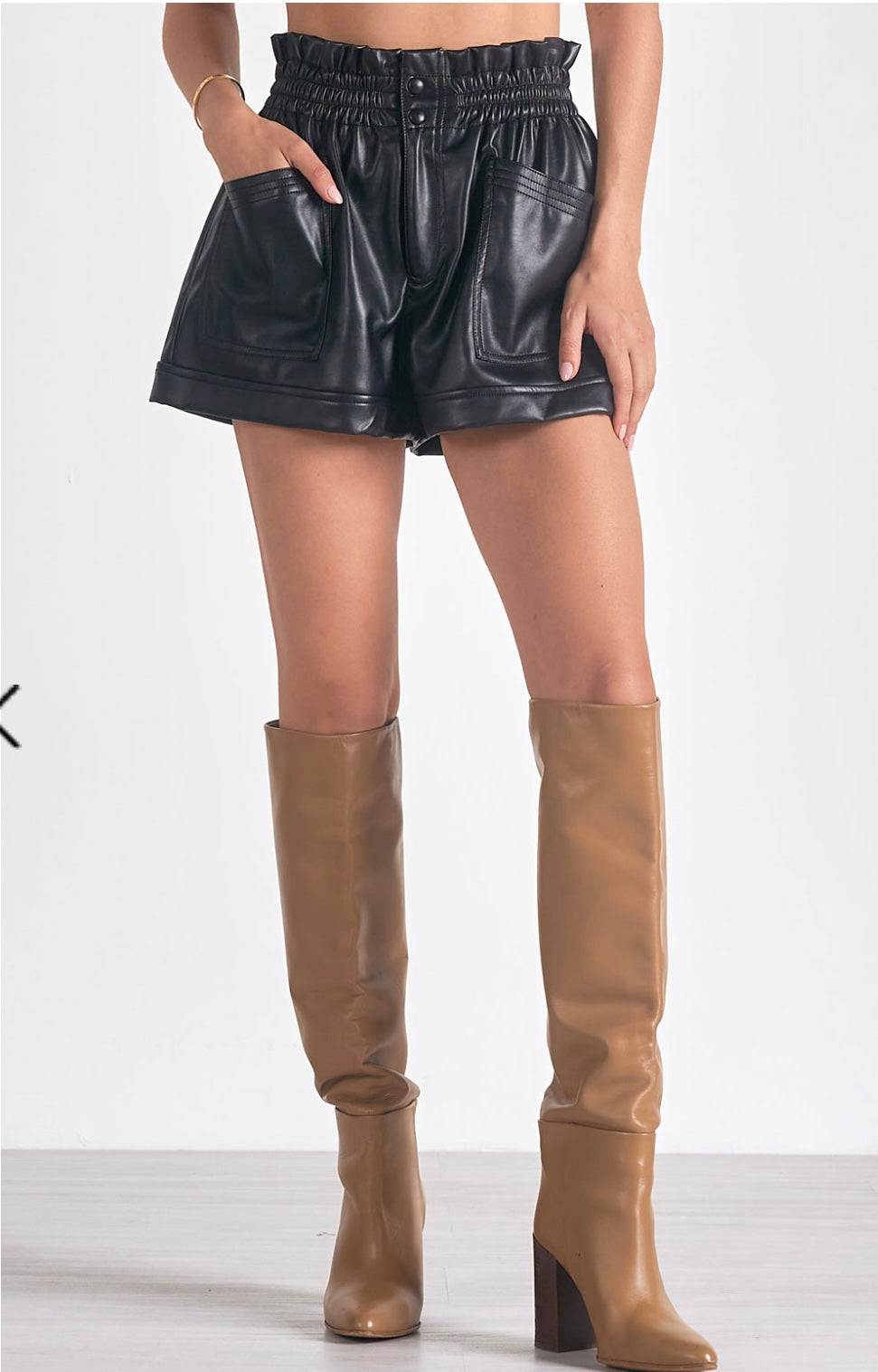 Black Faux Leather Shorts