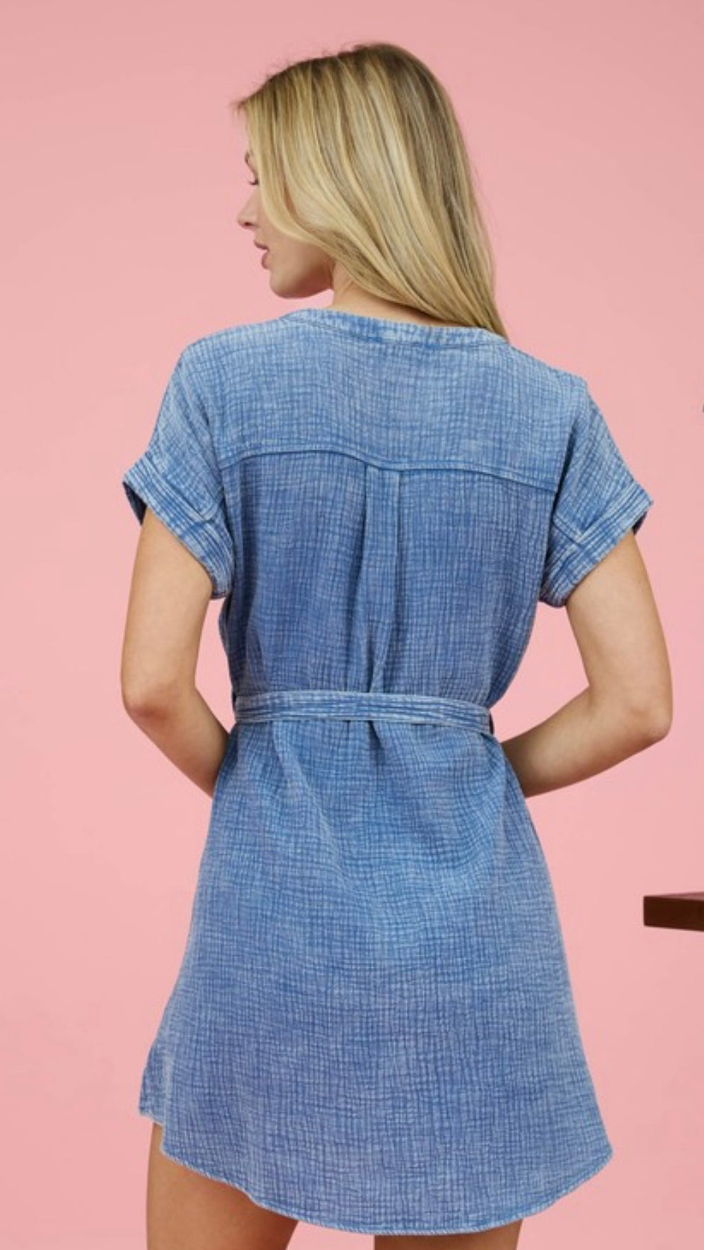 Chambray Tie Waist Dress