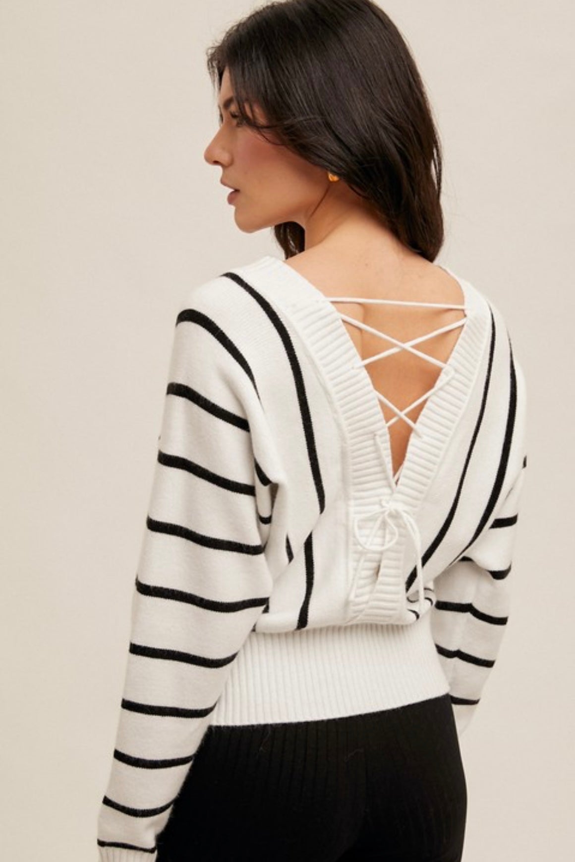 Stripe Dolman Sleeve Sweater