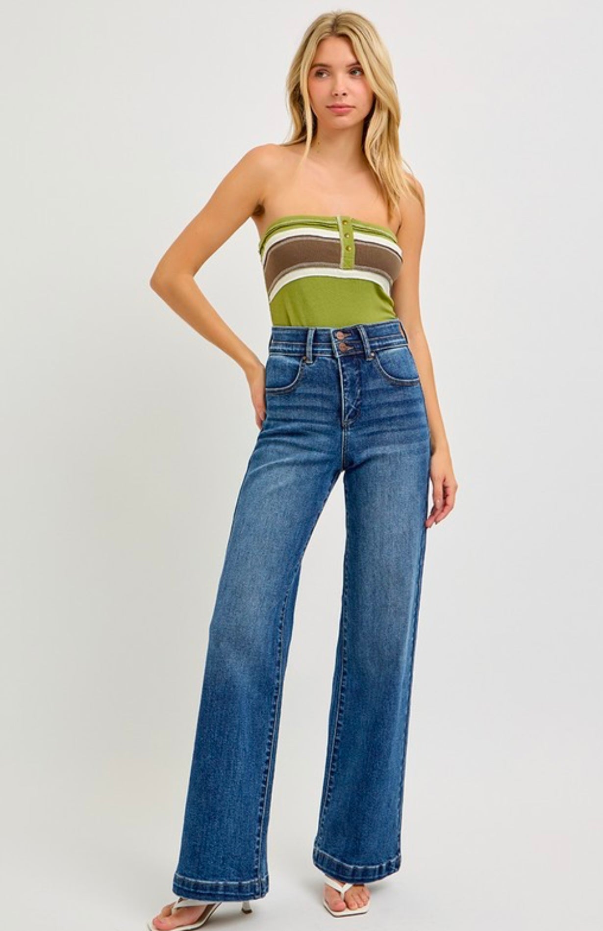 Tummy Control Denim Trousers